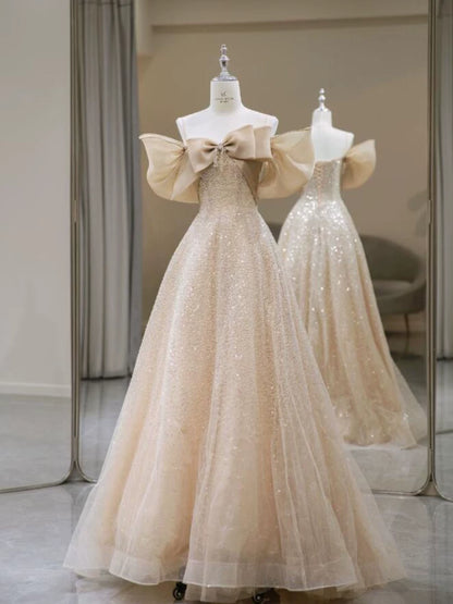 Off The Shoulder A Line Sequin Prom Dress Sweet Birthday Dress  P1230