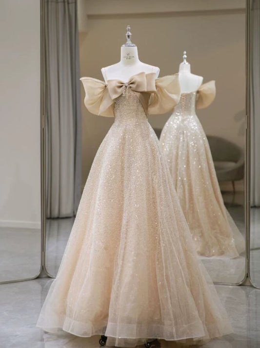 Off The Shoulder A Line Sequin Prom Dress Sweet Birthday Dress  P1230