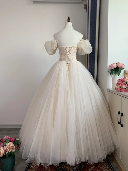 Off The Shoulder A Line Tulle Formal Prom Dress Birthday Dress   P1787