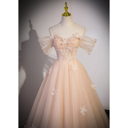 Off The Shoulder A Line Tulle Prom Dress Sweet Birthday Dress  P1229