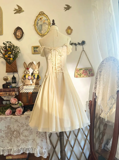 Off The Shoulder Apricot Birthday Dress Ruffled Homecoming Dress   P2141