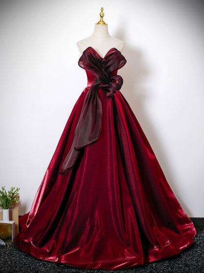 Off The Shoulder Burgundy A  Line Prom Dress   P1244