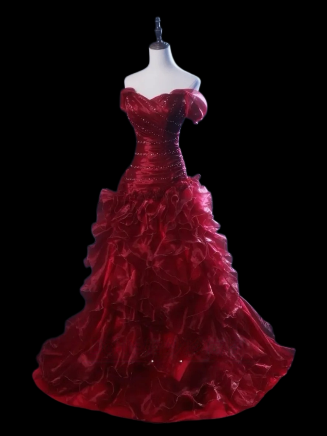 Off The Shoulder Burgundy Ball Gown Quinceanera Dresses Ruffle Birthday Dress P1201