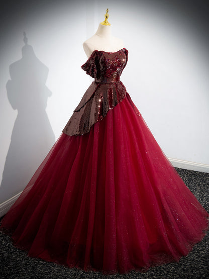 Off The Shoulder Burgundy  Formal A Line Prom Dress Birthday Dress P1240