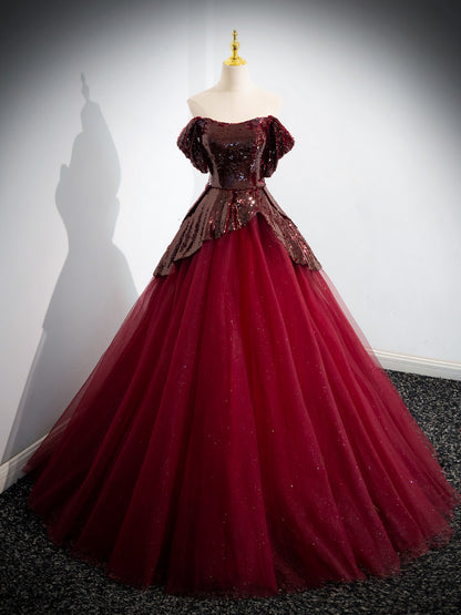 Off The Shoulder Burgundy  Formal A Line Prom Dress Birthday Dress P1240