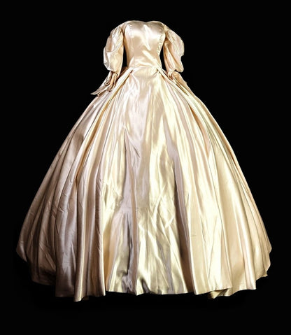Off The Shoulder Champagne A Princess Dress Satin Birthday Dress  P1822
