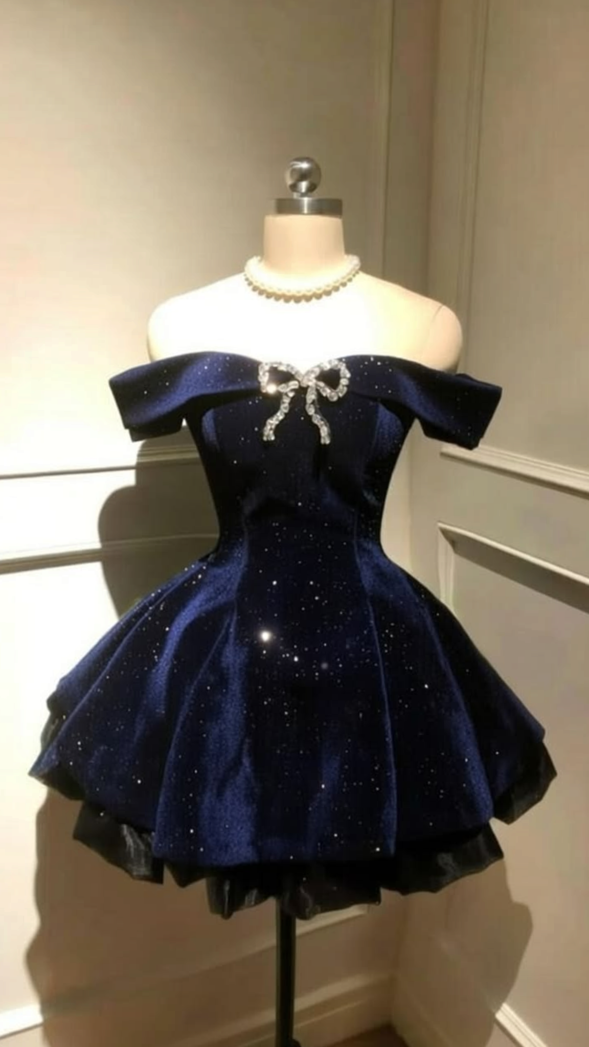Off The Shoulder Navy Blue Homecoming Dress Velvet Birthday Dress P1666