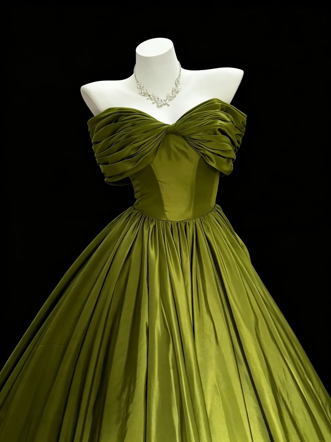 Off The Shoulder Olive Green A Line Princess Prom Dress Birthday Dress  P1998