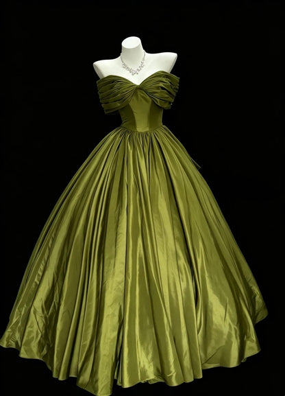 Off The Shoulder Olive Green A Line Princess Prom Dress Birthday Dress  P1998