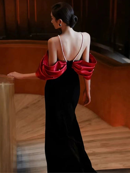 Off The Shoulder Pearl Straps Mermaid Prom Dress  Evening Gown  P625