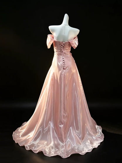 Off The Shoulder Pink Formal Prom Dress Organza Birthday Dress   P1765