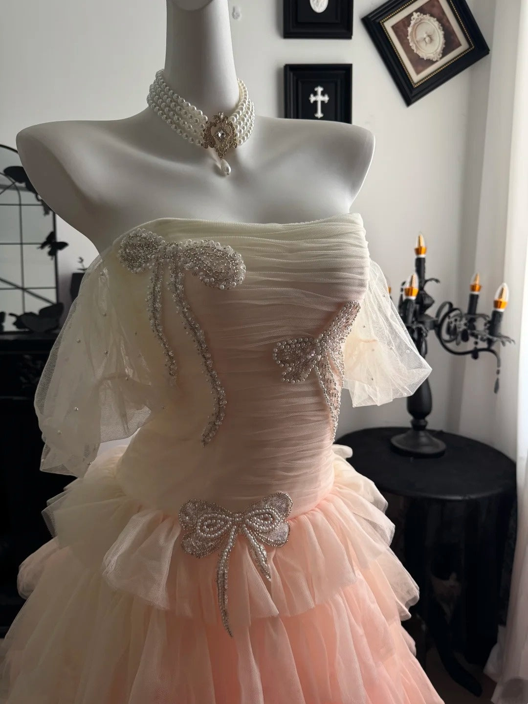 Off The Shoulder Pink Tulle Formal Prom Dress Sweet 16 Birthday Dress   P1766