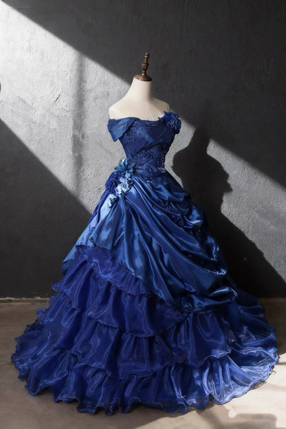 Off The Shoulder Royal Blue Ball Gown Quinceanera Dresses Sweet Birthday Dress  P1202