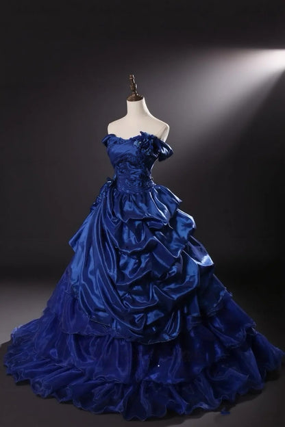 Off The Shoulder Royal Blue Ball Gown Quinceanera Dresses Sweet Birthday Dress  P1202