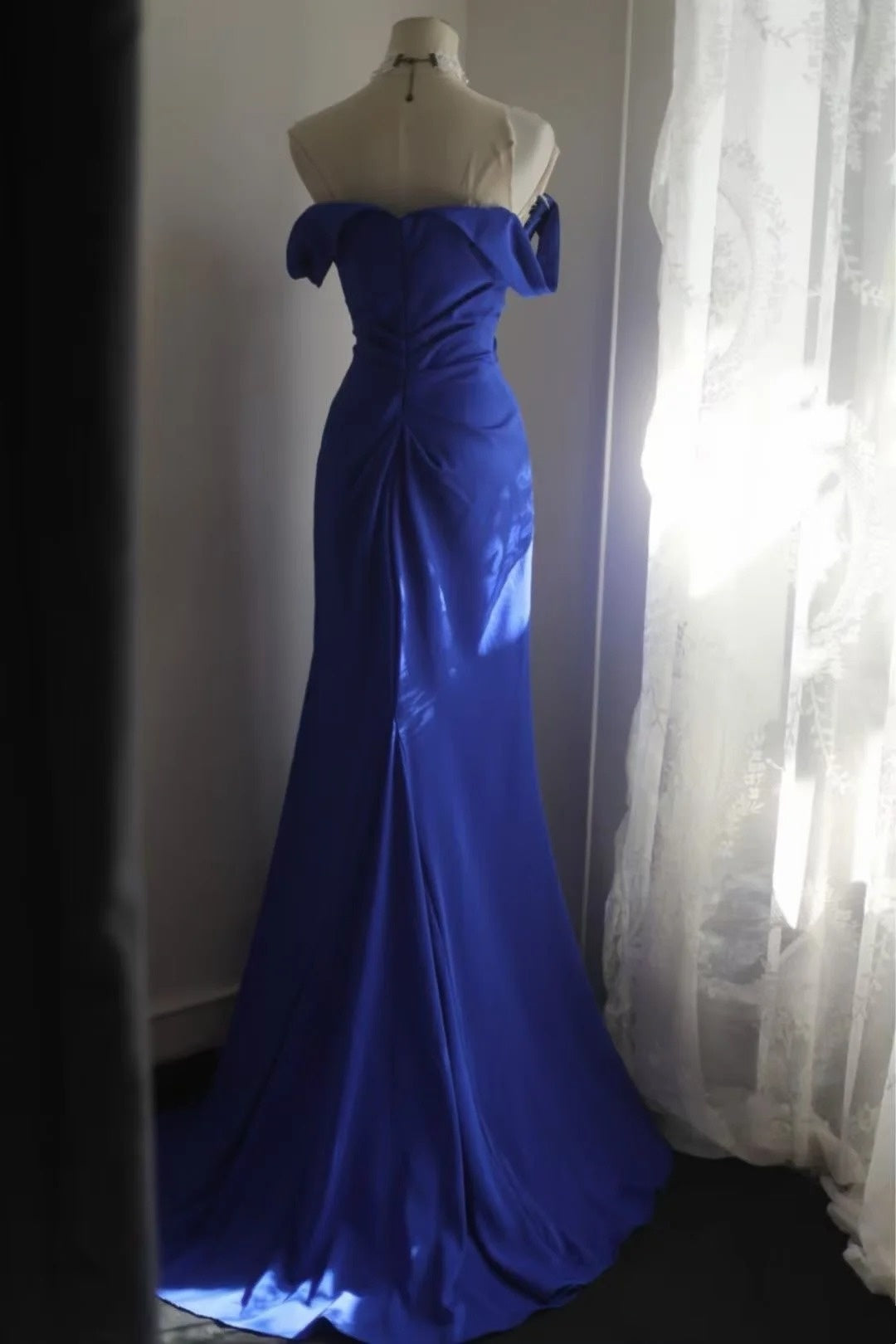 Off The Shoulder Royal Blue Formal Prom Dress Formal Wedding Guest Dress  P1707