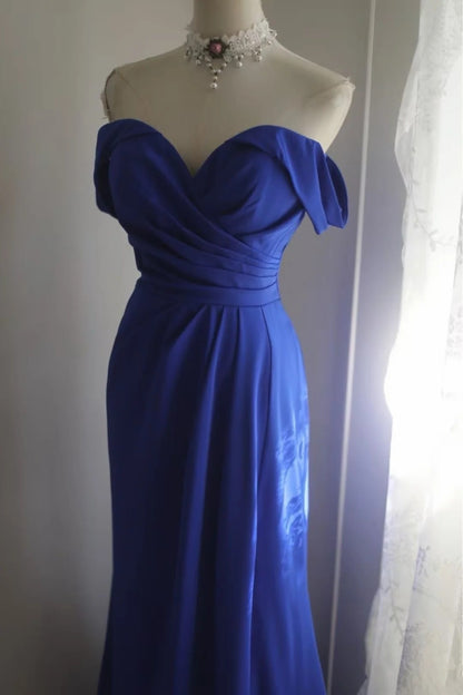 Off The Shoulder Royal Blue Formal Prom Dress Formal Wedding Guest Dress  P1707