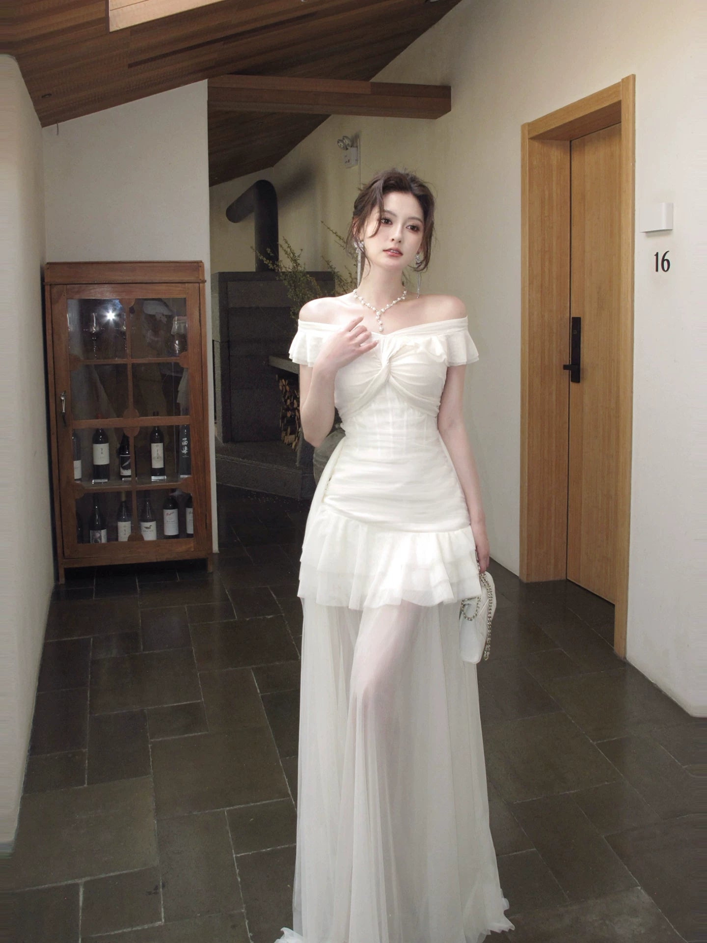 Off The Shoulder Ruffled Graduation Dress Formal Prom Dress P1622