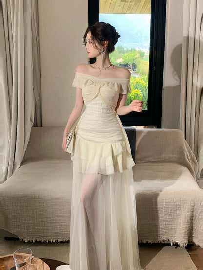 Off The Shoulder Ruffled Graduation Dress Formal Prom Dress P1622
