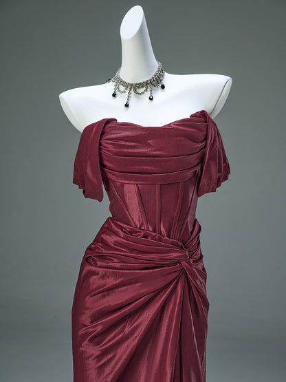 Off The Shoulder Satin Formal Prom Dress Birthday Dress   P1183