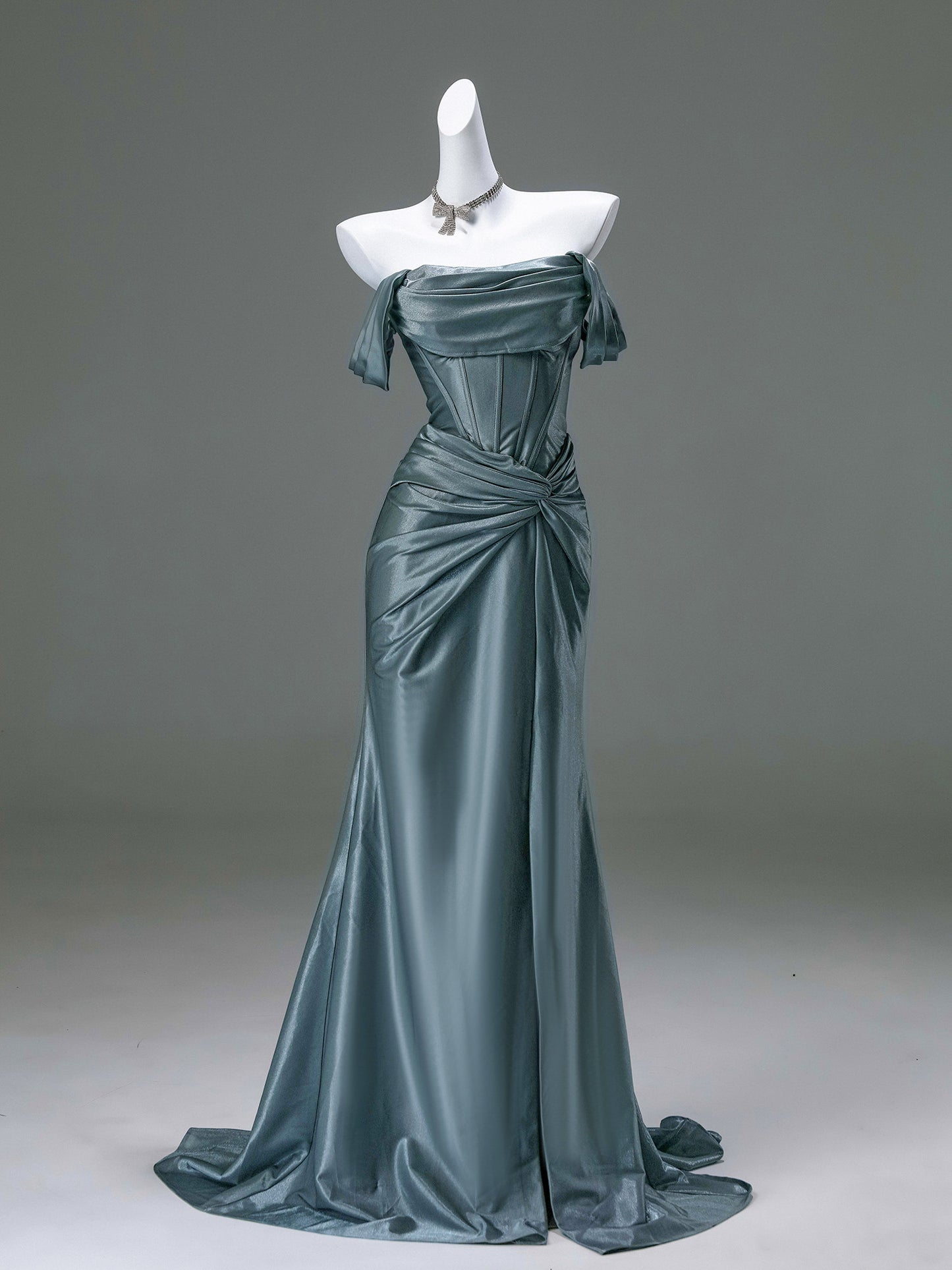 Off The Shoulder Satin Formal Prom Dress Birthday Dress   P1183