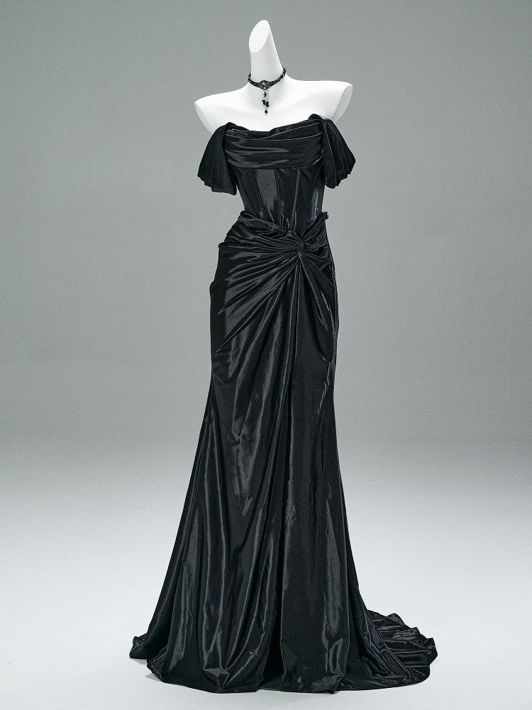 Off The Shoulder Satin Formal Prom Dress Birthday Dress   P1183