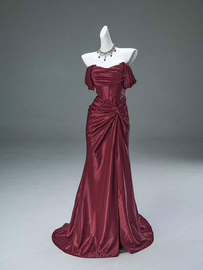 Off The Shoulder Satin Formal Prom Dress Birthday Dress   P1183