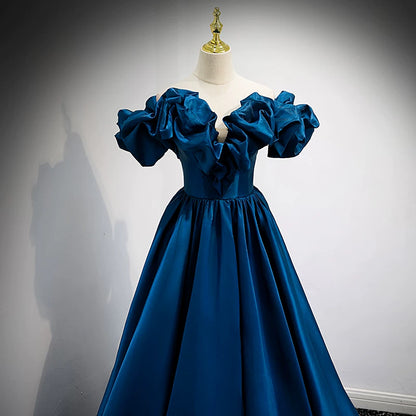 Off The Shoulder Satin Prom Dress A Line Evening Dress  P1241