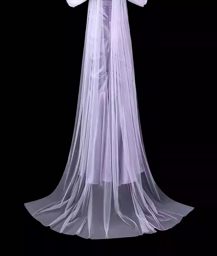 Off The Shoulder Sheath Lilac Prom Dress With Trail  P697