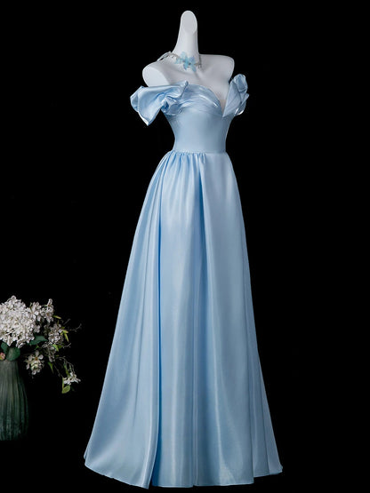 Off The Shoulder Sky Blue Princess Dress Formal Prom Gown  P2718