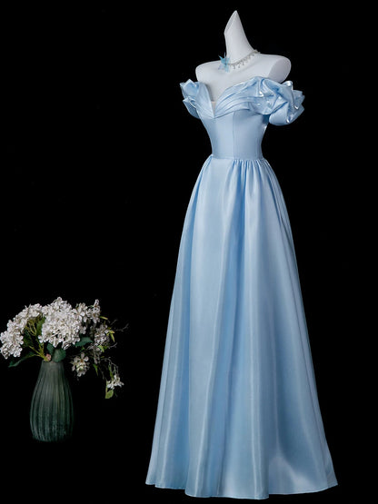 Off The Shoulder Sky Blue Princess Dress Formal Prom Gown  P2718