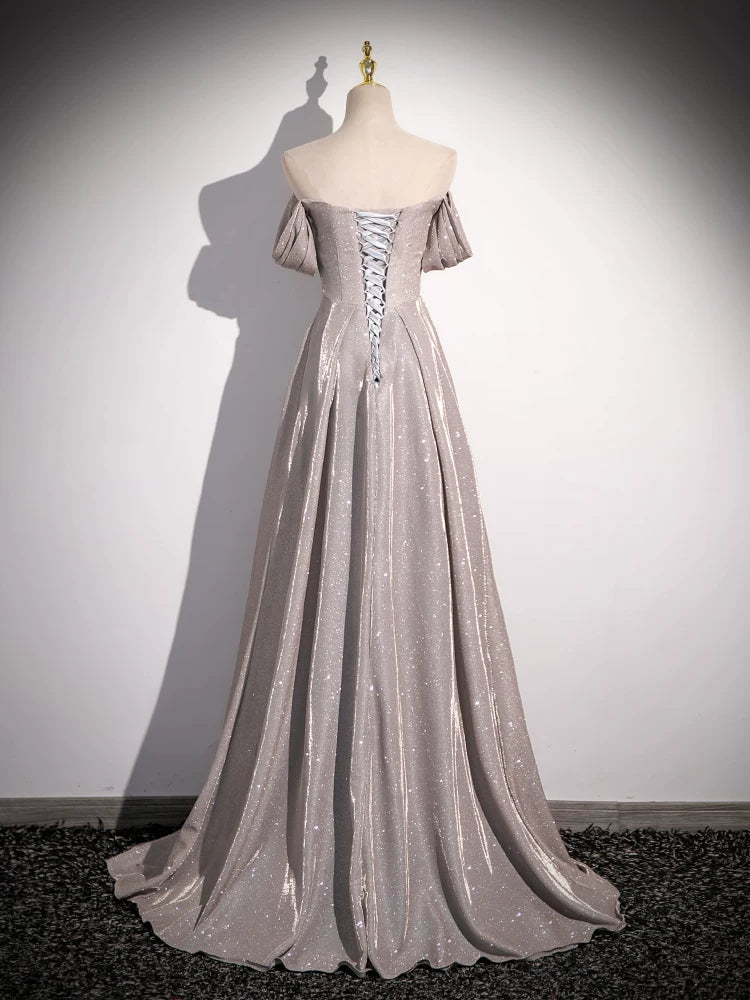 Off The Shoulder Sparkle Formal Prom Dress A Line Evening Dress  P1268