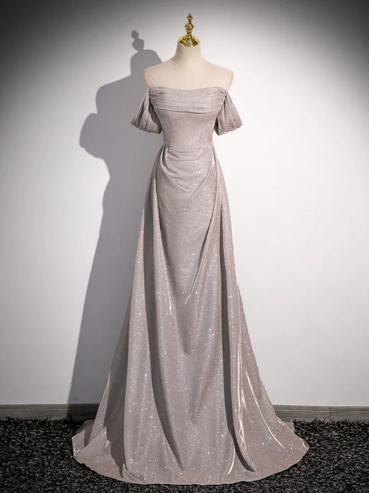 Off The Shoulder Sparkle Formal Prom Dress A Line Evening Dress  P1268