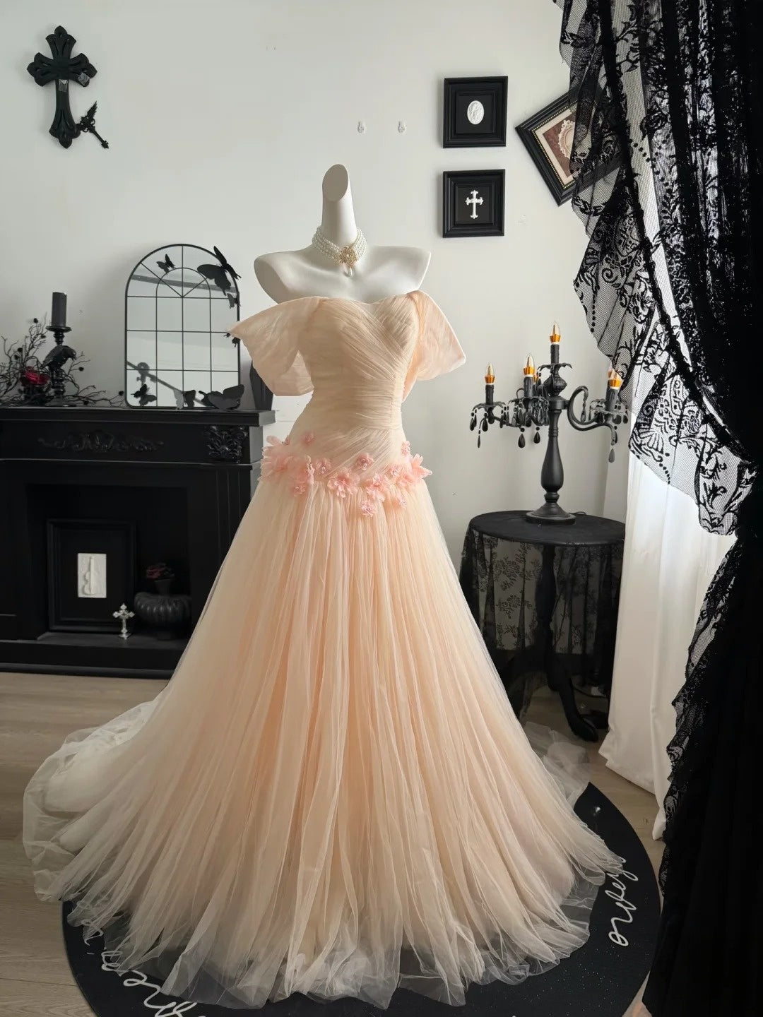 Off The Shoulder Tulle Formal Prom Dress A Line Birthday Dress  P1847