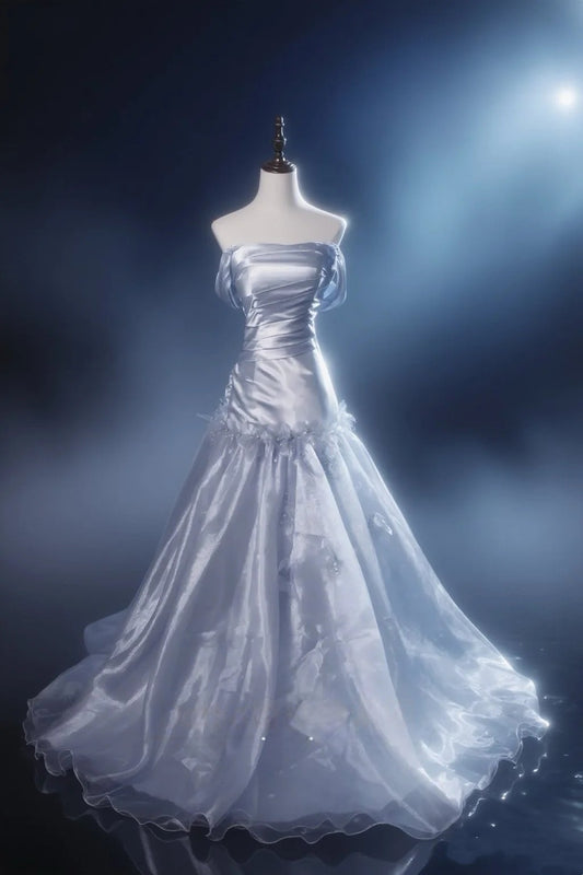 Off The Shoulder Silver Prom Dress Sheath Birthday Gown P1206