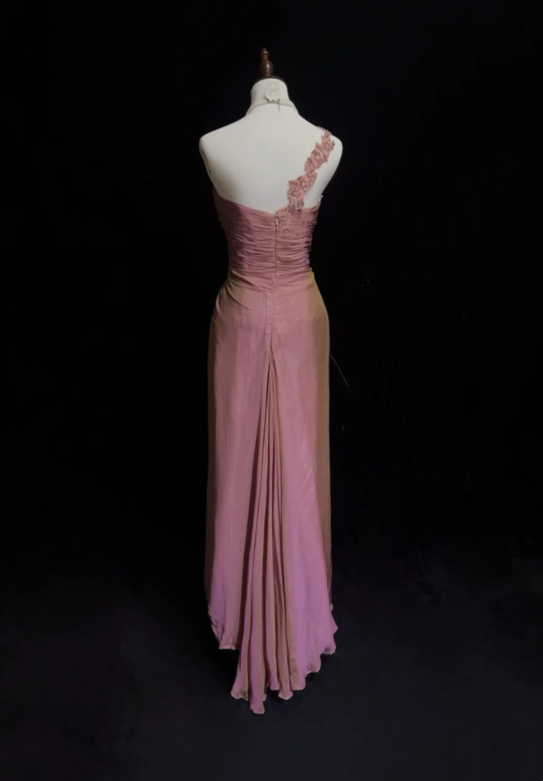 One Shoulder Appliques Strap Prom Dress Taffeta Bridesmaid Dress P882