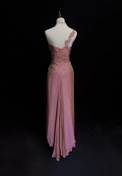 One Shoulder Appliques Strap Prom Dress Taffeta Bridesmaid Dress P882