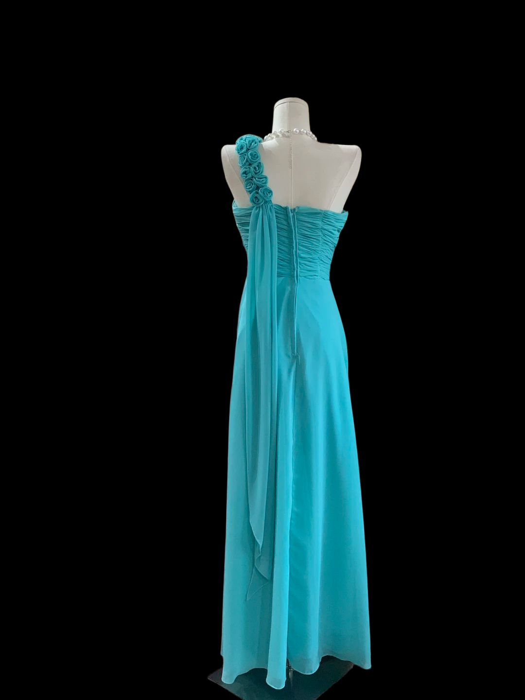 One Shoulder Blue Chiffon Prom Dress Formal Wedding Guest Dress Bridesmaid Dresses  P807