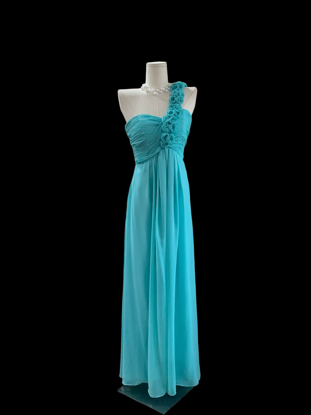 One Shoulder Blue Chiffon Prom Dress Formal Wedding Guest Dress Bridesmaid Dresses  P807