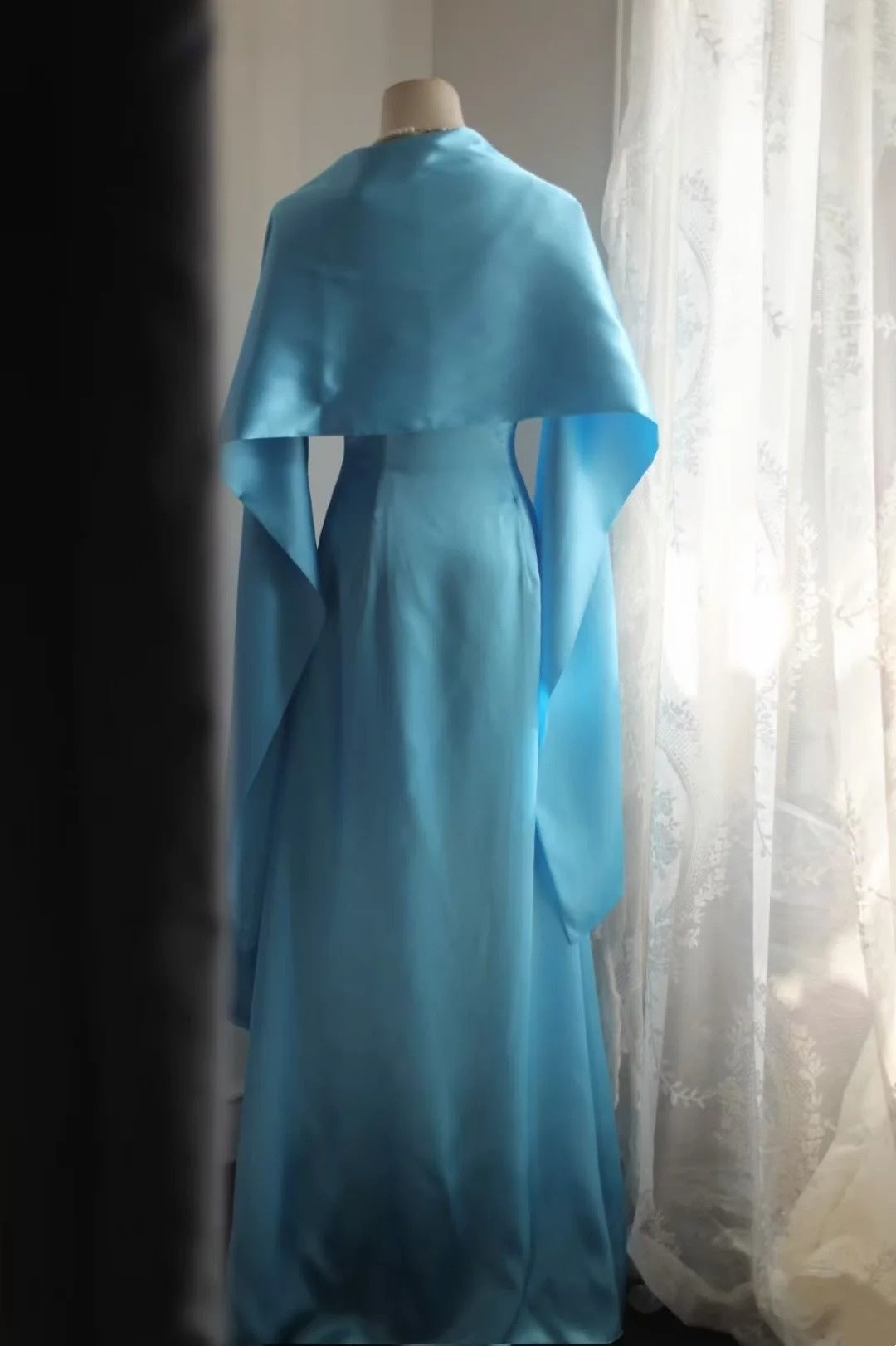 One Shoulder Blue Mermaid Wedding Guest Dress Long Bridesmaid Dress    P2000