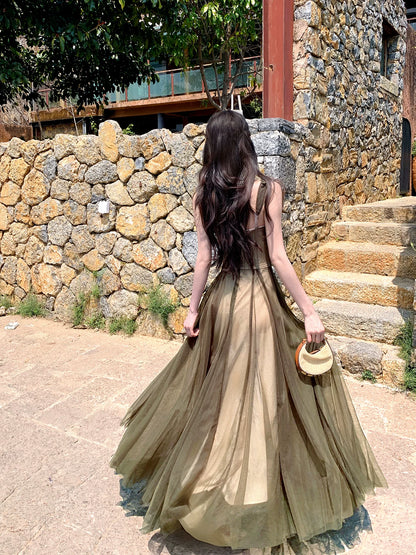 One Shoulder Dark Green Tulle Prom Dress with 3d Flowers  P1611