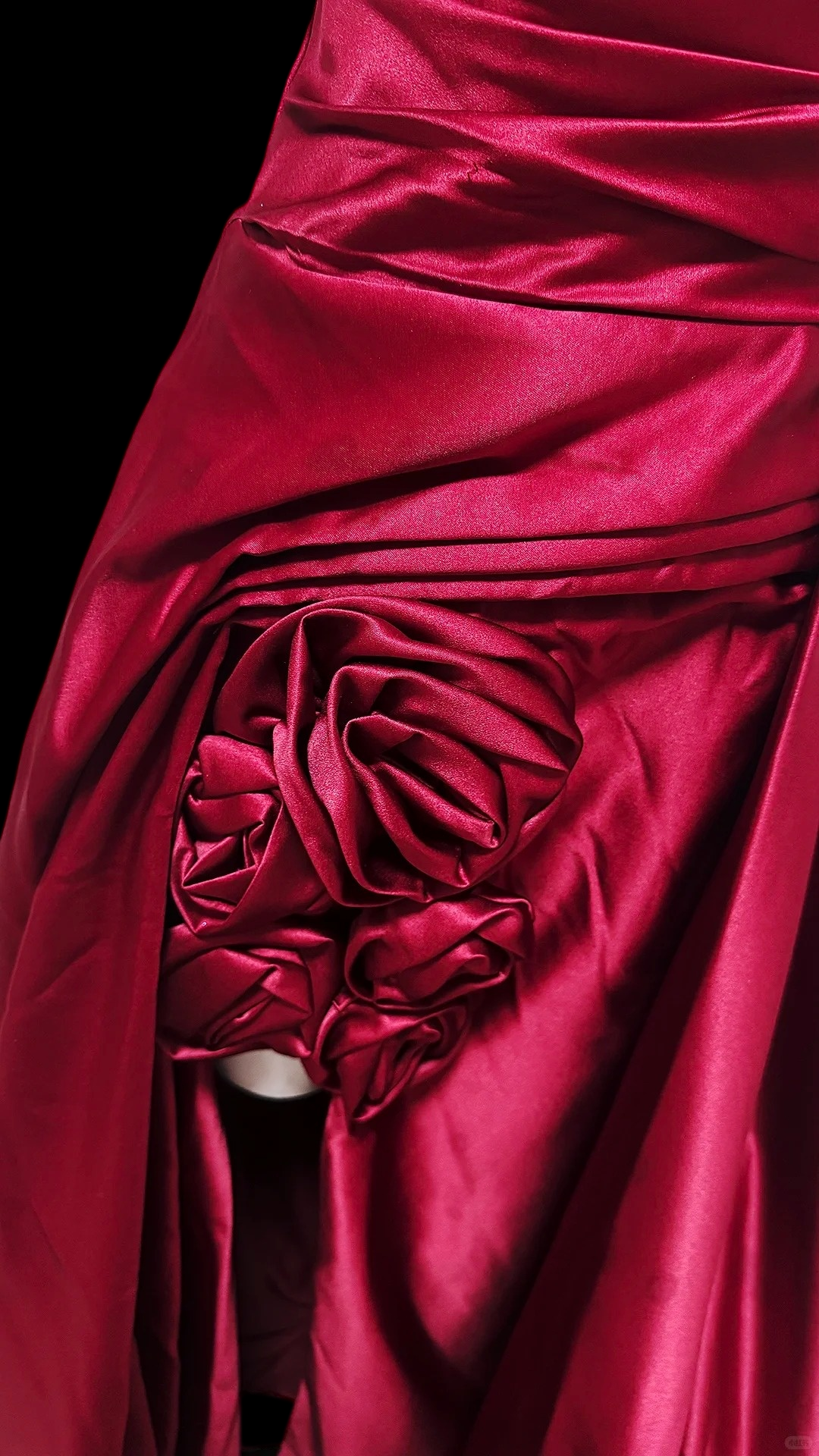 One Shoulder Floral Burgundy Satin Formal Prom Dress With Slit  P2423