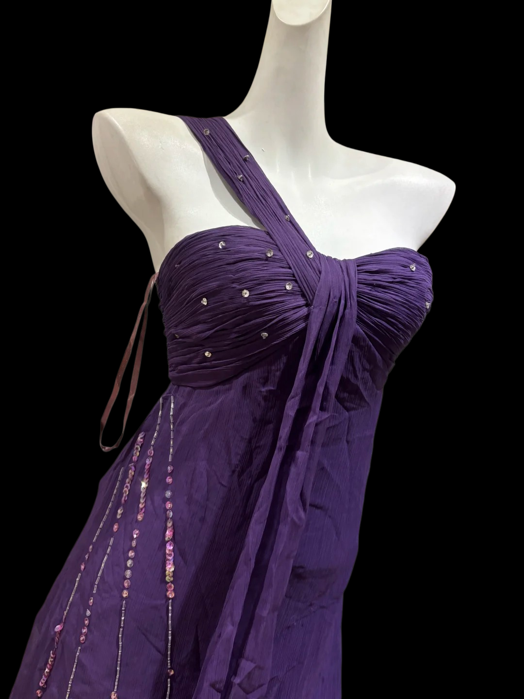 One Shoulder Purple Chiffon Homecoming Dress Retro Short Dress  P1982