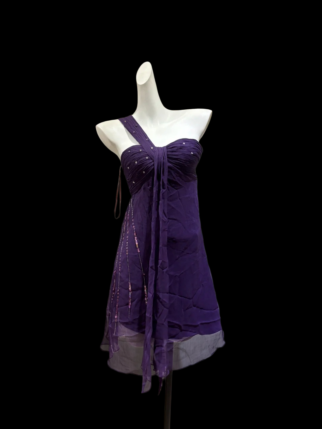 One Shoulder Purple Chiffon Homecoming Dress Retro Short Dress  P1982