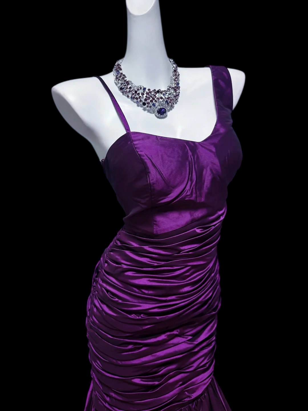 One Shoulder Purple Satin Mermaid Prom Dress P2424