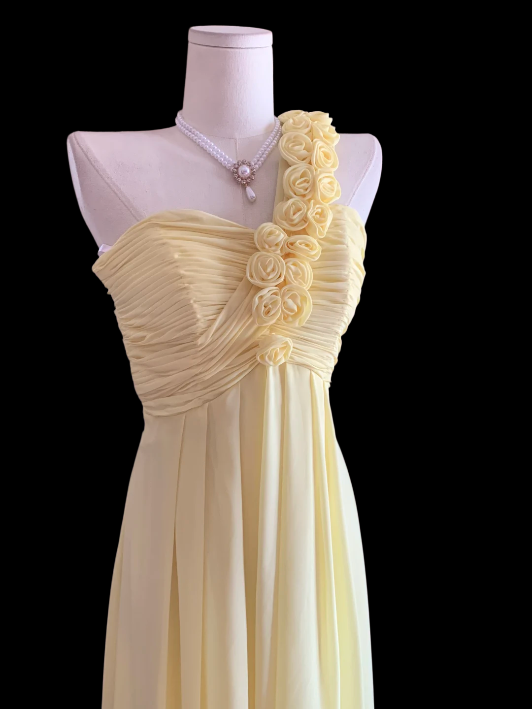 One Shoulder Yellow Chiffon Prom Dress Formal Wedding Guest Dress Bridesmaid Dresses  P809