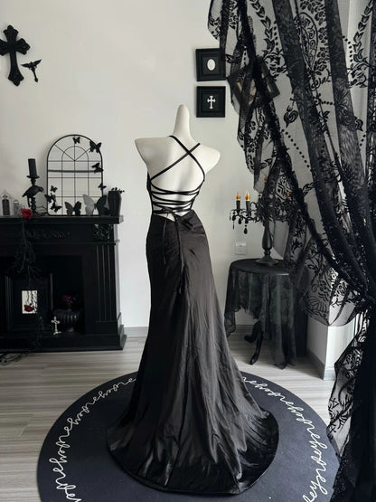 Open Back Black Mermaid Prom Dress Formal Evening Dress  P1994