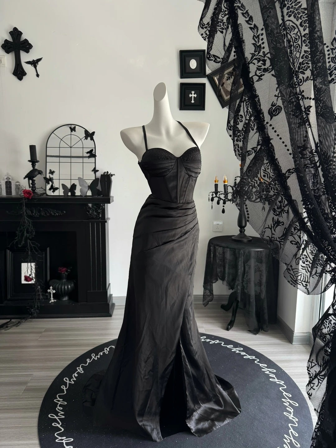 Open Back Black Mermaid Prom Dress Formal Evening Dress  P1994