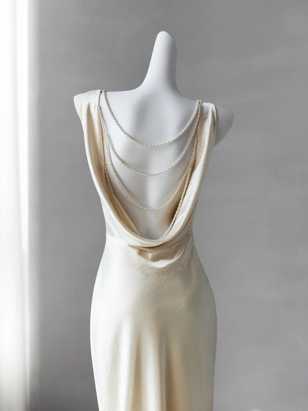 Open Back Elegant Evening Dress With Pearls Sheath Formal Prom Dress   P1933