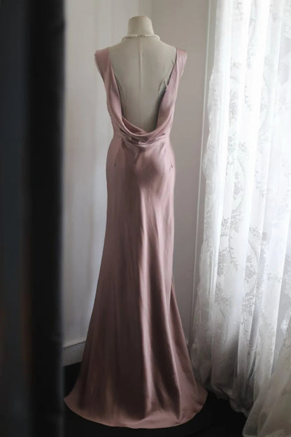 Open Back Pink Mermaid Formal Prom Dress Bridesmaid Dress   P1913