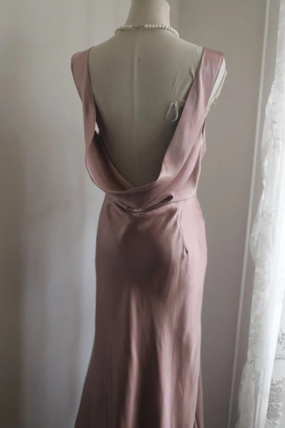 Open Back Pink Mermaid Formal Prom Dress Bridesmaid Dress   P1913